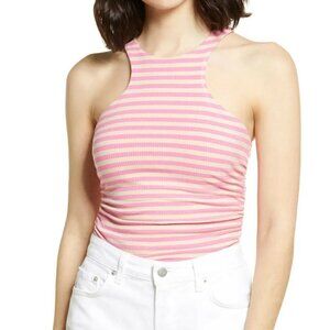 𝅺AFRM Pink "Ruskin" Striped Ribbed Racerback Top Bnwot
